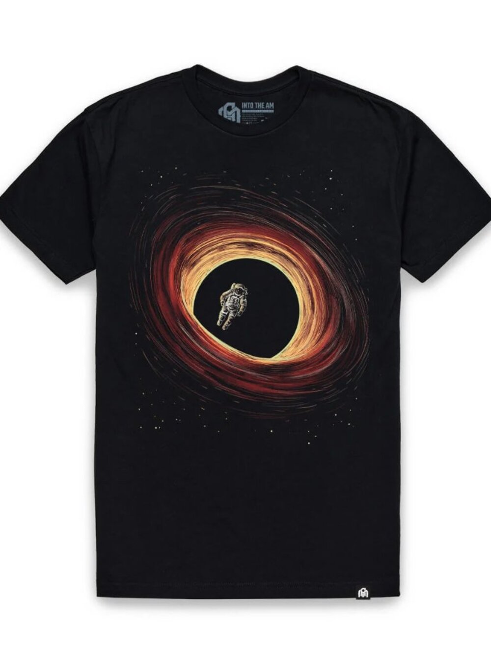 Black Astronaut Black Hole Graphic Tee Cosmic Space Art Style Shirt